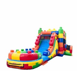 Building Block Inflatable Bounce House Combo Wet/Dry